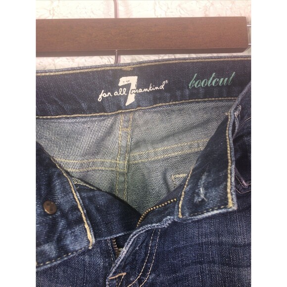 7 For All Mankind Jeans Women's Sz 28 Blue Mid Rise Distress Boot Cut - Picture 5 of 9